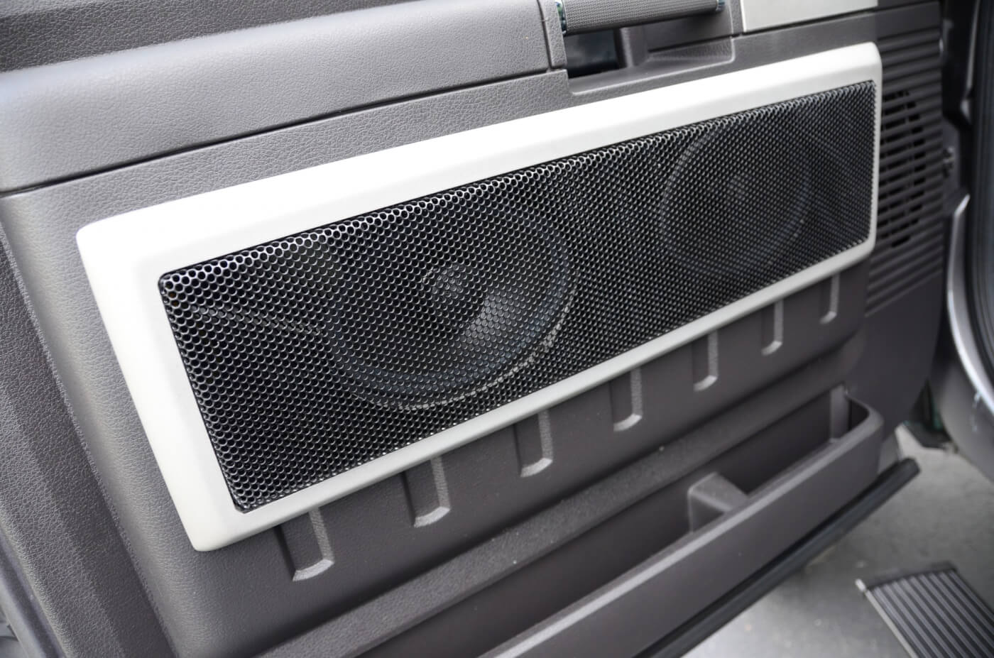 927 #54565B Custom Fiberglass Enclosures On Door Panels Contain Three Speakers save image Custom Fiberglass Doors 45971400