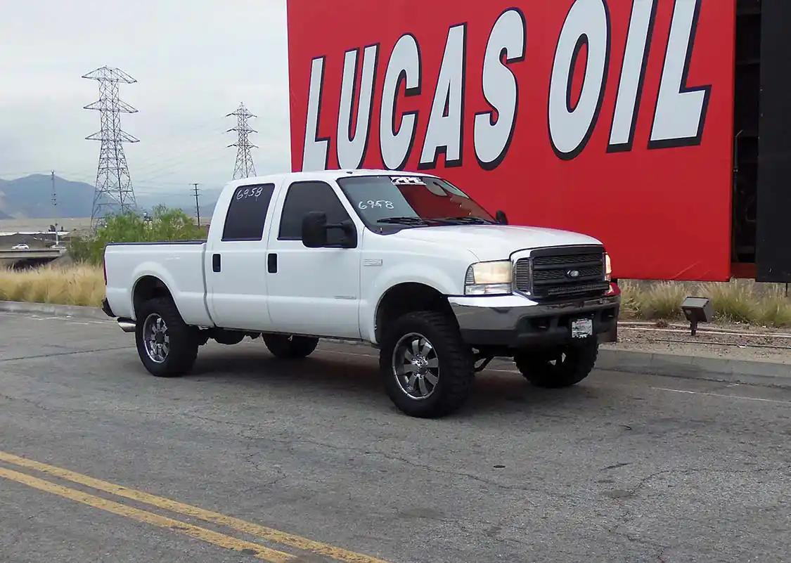 My 7.3L-powered Super Duty in the staging lanes at my local 1/8-mile drag strip.