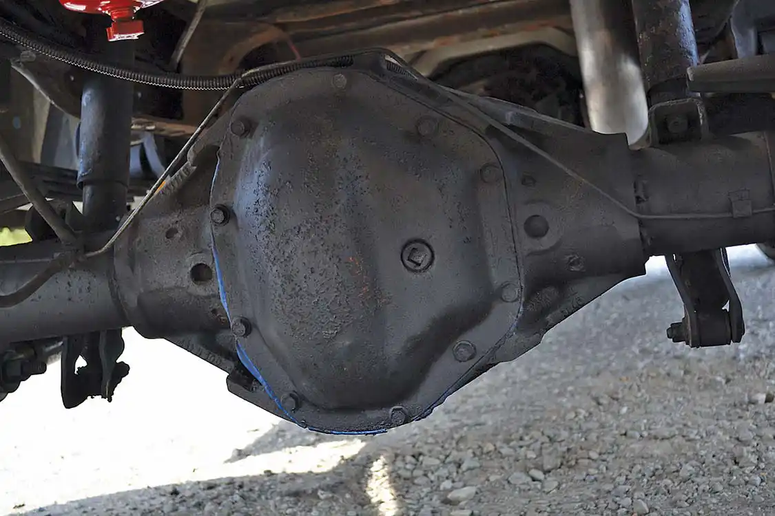 The front axle of the Ford is a strong Dana 60, while the rear end, seen here, is a nearly unbreakable Dana 80.