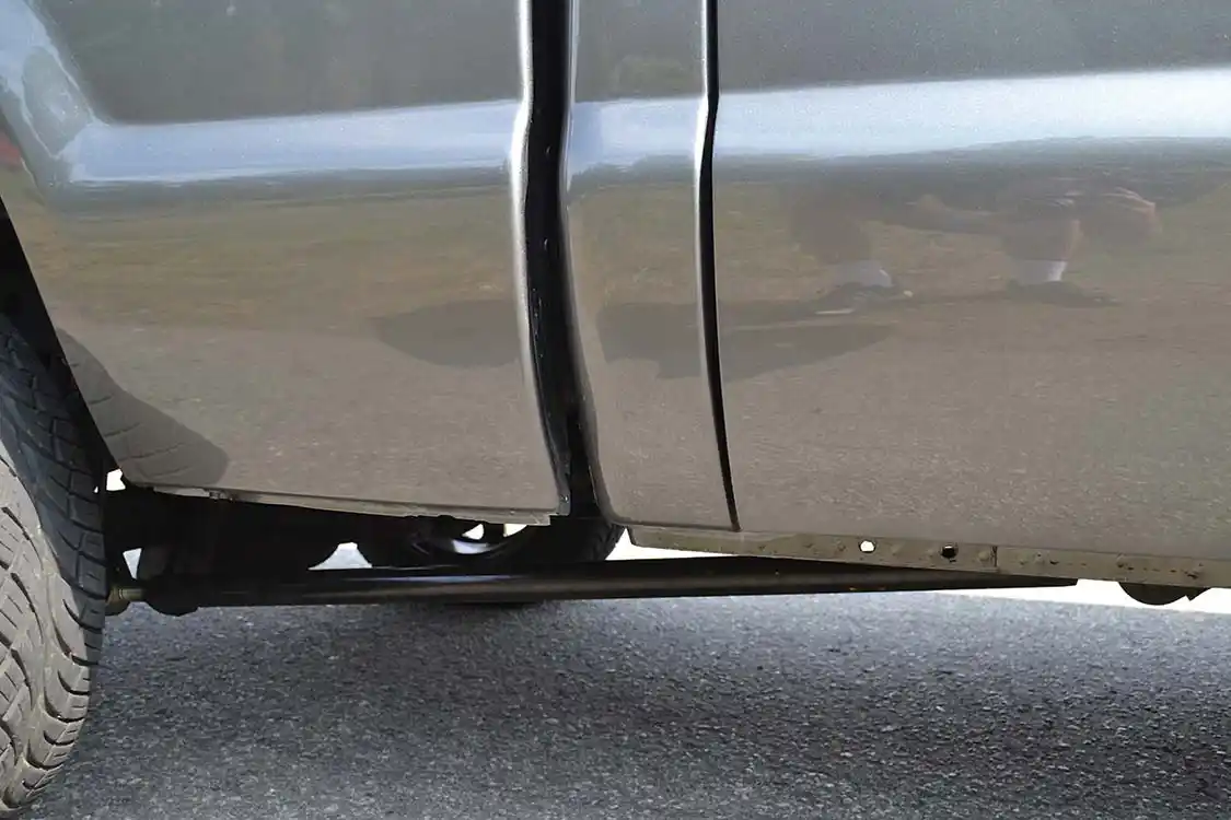 The traction bars were built in-house at Outlaw Diesel