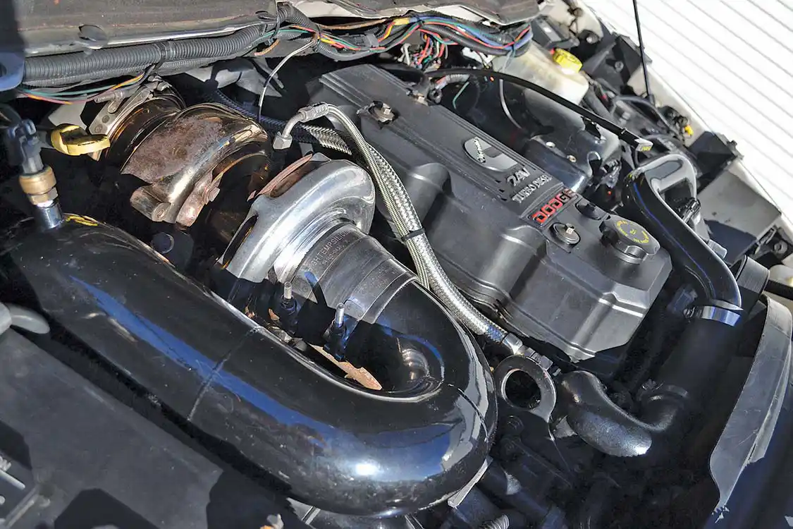 A big part of the common rail's power comes from compound turbos that were assembled by Jefferson State diesel using MPI piping.