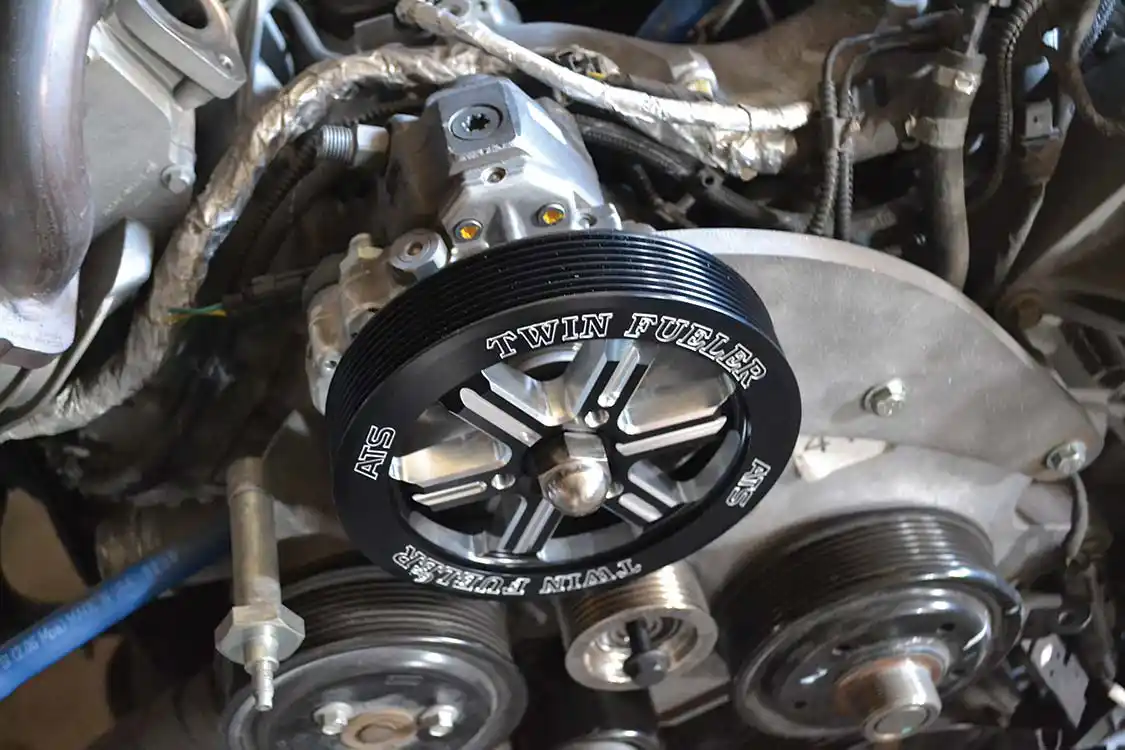  We're used to seeing dual pumps on Duramax and Cummins engines, but how about this Twin Fueler kit for a new Ford?