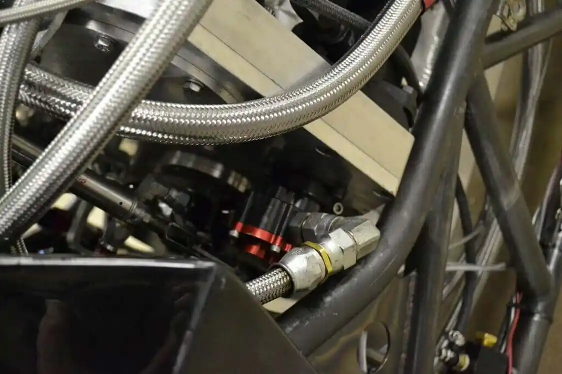 A gear-driven lift pump from <a href="http://www.dsrfuelsystems.com/">DSR</a> flows a whopping 700gph of diesel fuel to the engine, and it is regulated into the injection pump at 60psi of pressure.