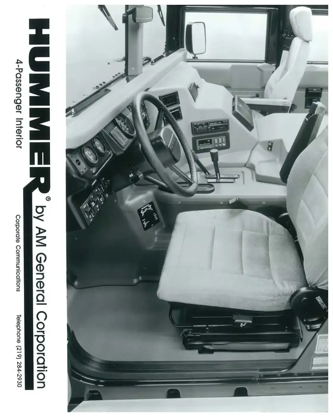 Like their military cousins, Hummer H1 interiors displayed the advantages of a low center of gravity. With a platform width of 86.5 inches, driver and passengers have plenty of distance between each other in the cockpit.