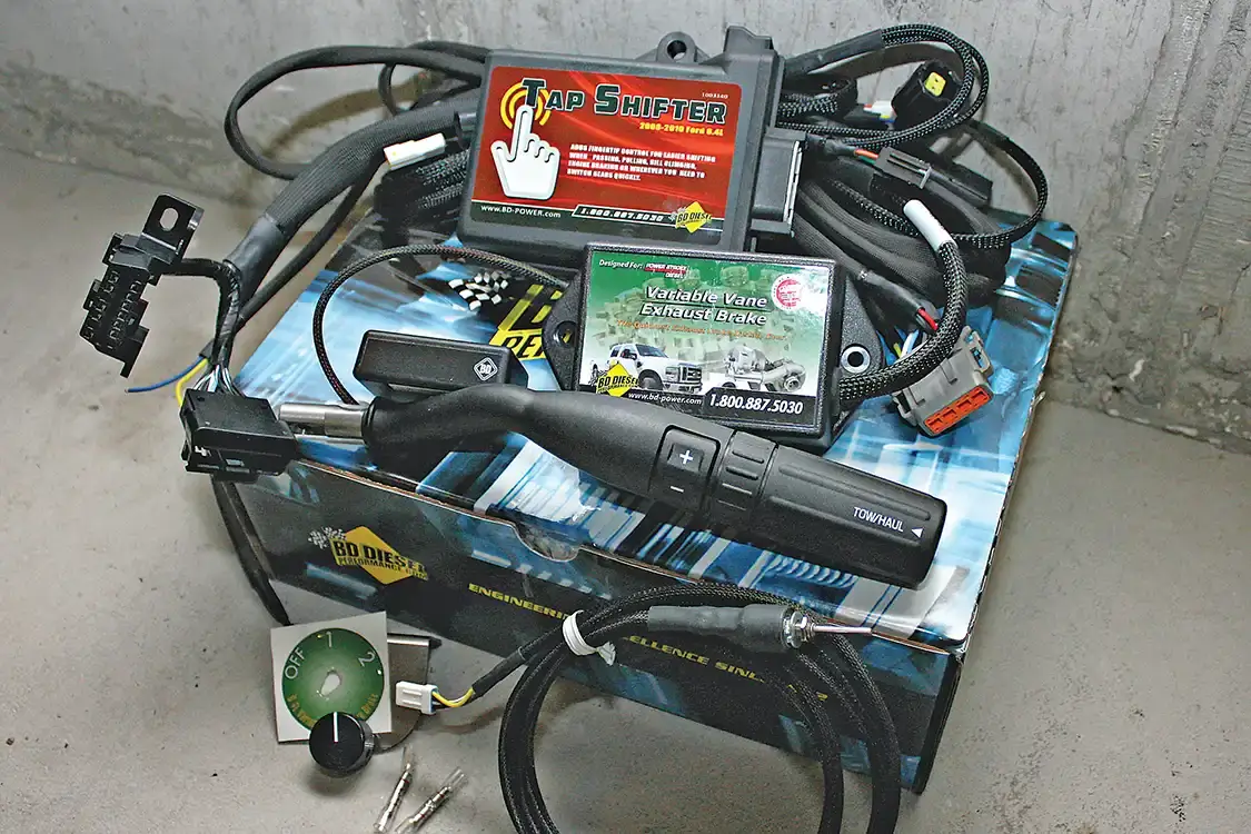 1. The new Tap Shifter and Variable Vane Exhaust Brake kits from BD Diesel are the answer to every 6.4L Power Stroke owner’s dreams. Whether being used for heavy towing or just a high-performance application that could benefit from better control of the transmission, these two systems paired together are a surefire way to improve driving experience.