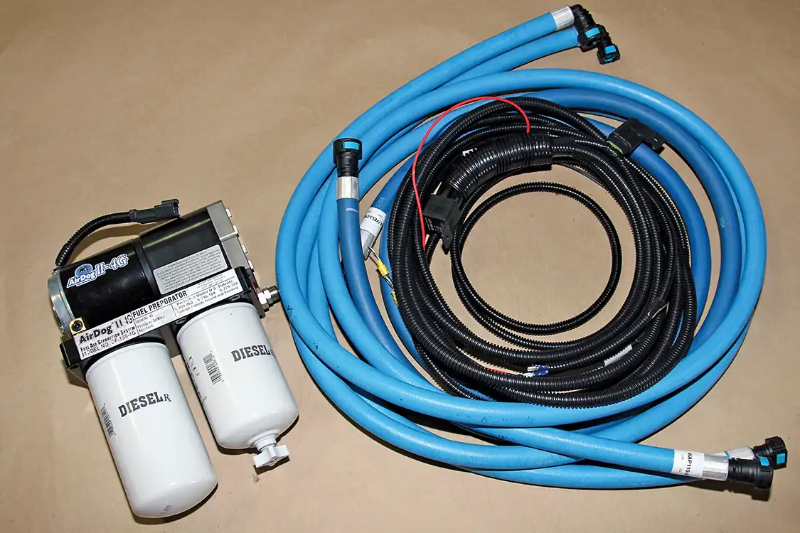 3. To get the fuel from the tank to the CP3, Dorn opted to go with the new AirDog II-4G fuel pump and filter system, which will be replacing the weak factory in-tank lift pump.