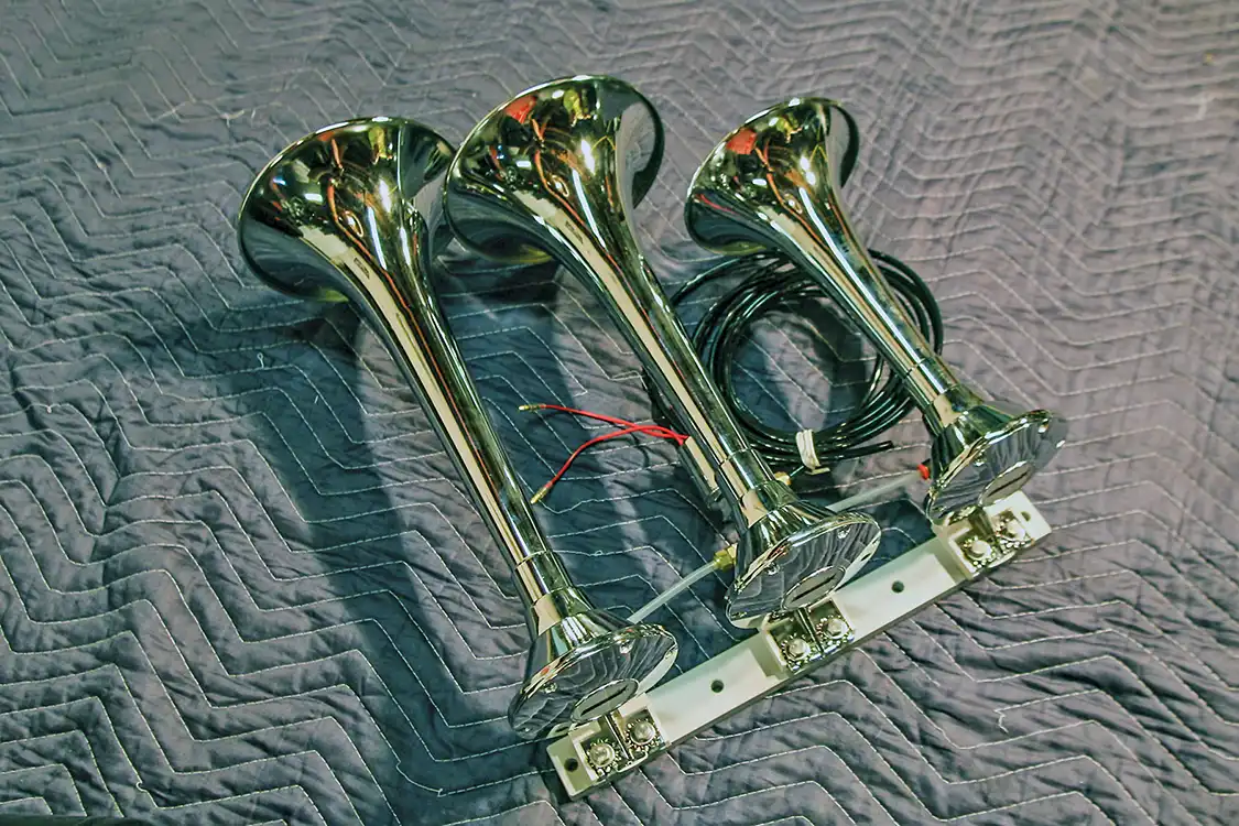 1. Although Kleinn sells horns of every shape, size, and material, from small handheld trumpets to these massive 17.5-, 15.5- and 11.5-inch units, we opted for these spun copper and chrome-plated trumpets. For those who live in harsh conditions, trumpets are available in ABS plastic or spun steel with a powdercoated finish.