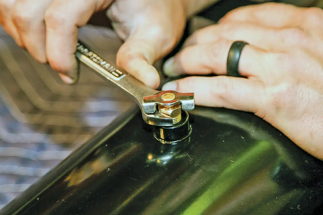 11. Here's another nice feature: a bleeder screw so the system can be purged of all air and condensation. This needs to be mounted on the bottom side of the tank to allow the aforementioned condensation to drain.