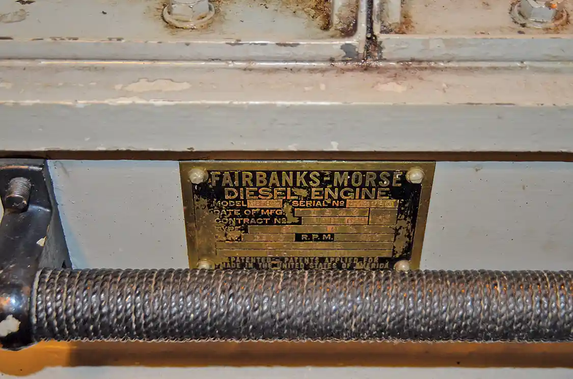 Fairbanks Morse engine data plate.