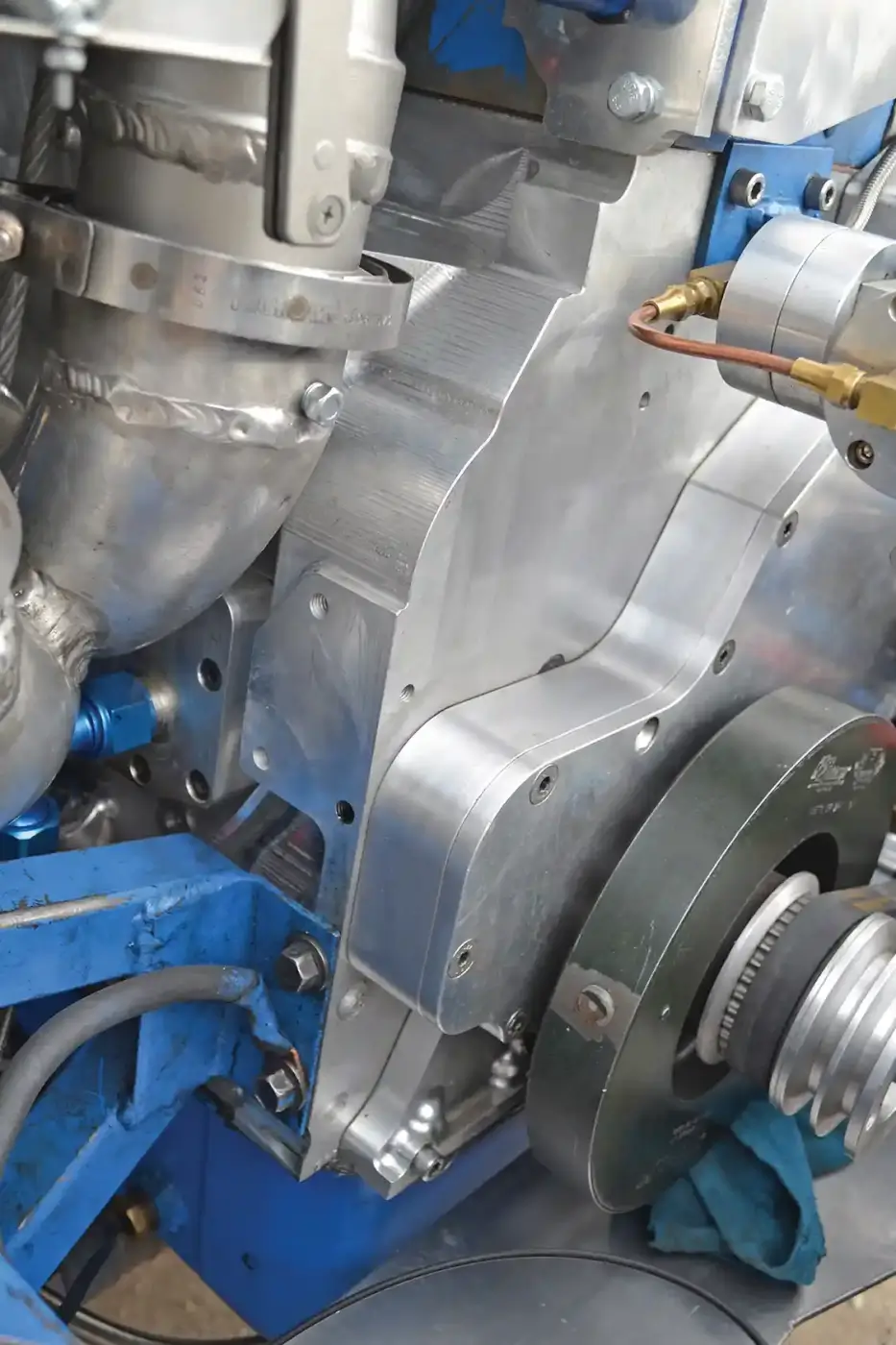 An LSM aluminum block is a big key in producing more than 2,000 crankshaft horsepower. The block also shaves about 100 pounds off the engine, weight that then can be added to the front weight box.