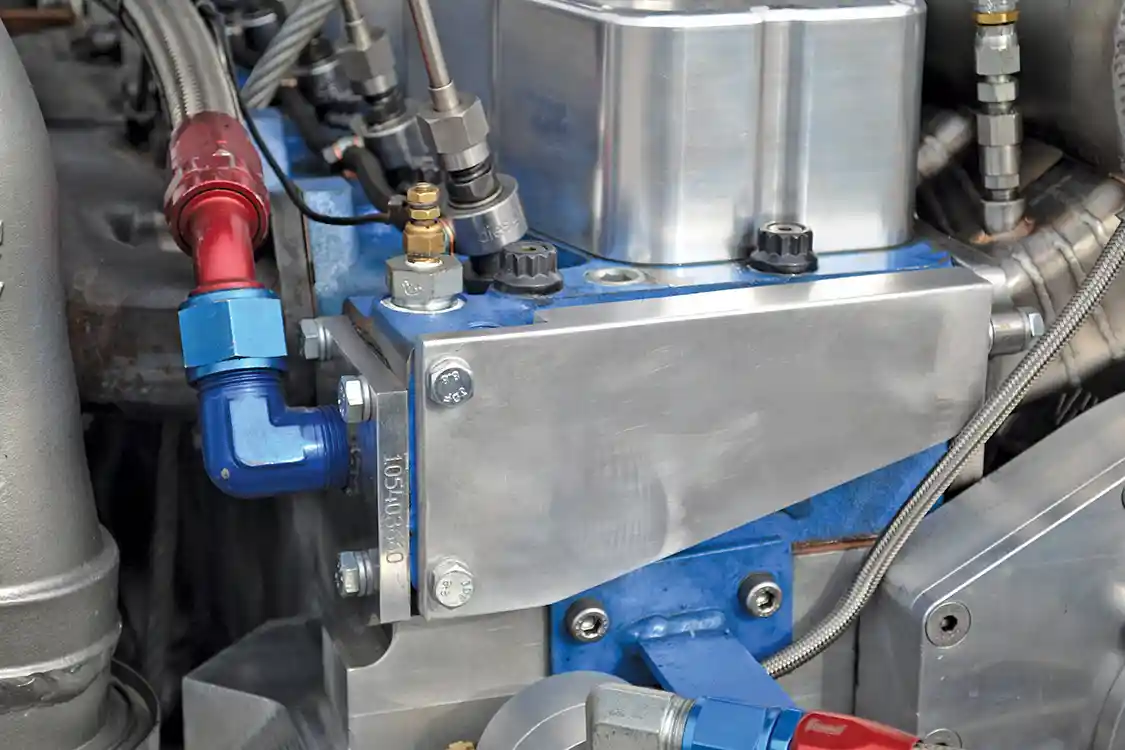 Many high-horsepower pullers were only getting a dozen or so runs out of a cylinder head before it would start cracking due to stress and exhaust gas temperature. A stronger Hamilton Cams cylinder head retains the 12-valve design but can last multiple seasons. The head was heavily massaged by Industrial Injection before it was installed on the truck.