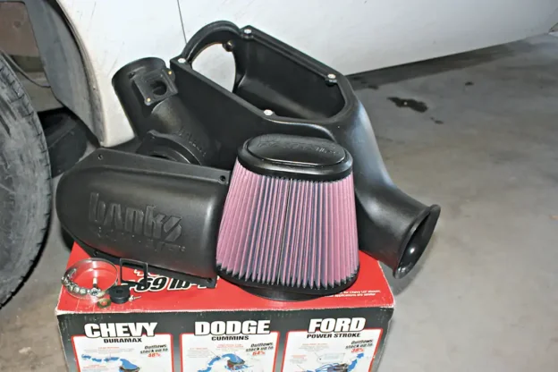 1. The Banks Ram-Air Intake system is a simple to install stock replacement kit that increases airflow by up to 38 percent on the 6.0L Power Stroke, which improves throttle response and turbo spool-up time.