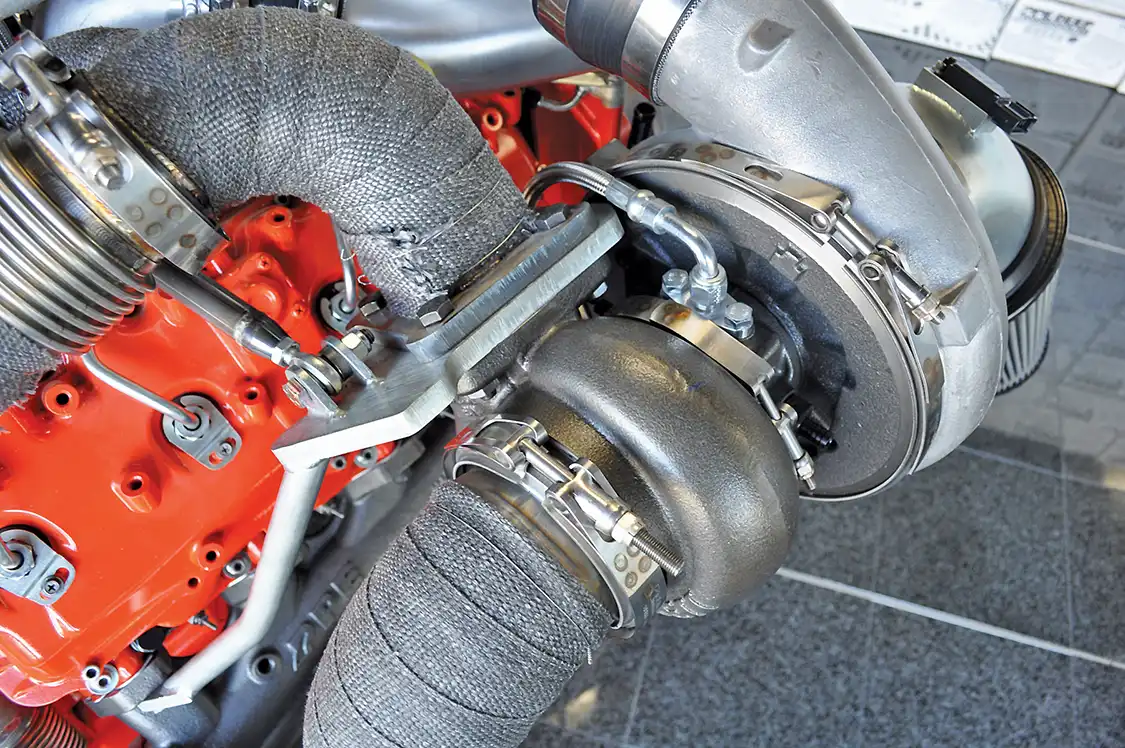 For hot-rodded diesels, compound turbocharging is a very popular option. It involves a much large turbo blowing into a much smaller one, creating high boost levels (normally 50-100 psi) that cram a massive amount of air into the engine.