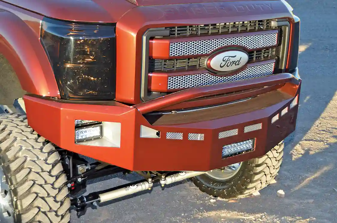 The Fusion bumper was painted to match the new factory color, along with portions of the grille. Rigid LED lights were installed in the new bumper to help light up the night.