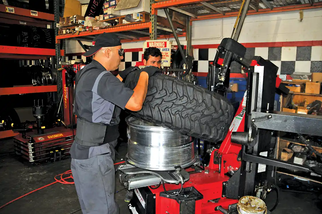 25. Javier had the crew mount up a set of 37-inch Toyo Open Country tires on the AF wheels.