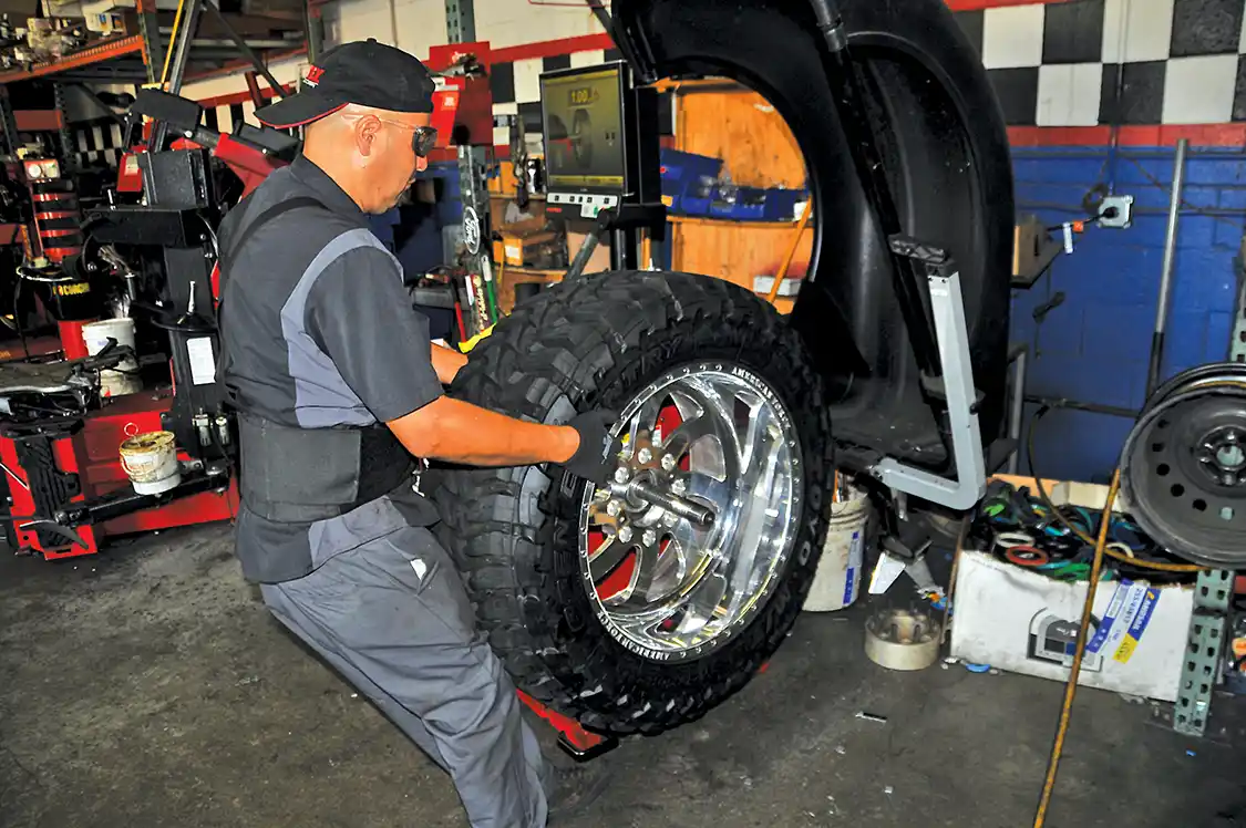 26. Balancing the big wheels and tires is an important step in the process. Don't skip it.