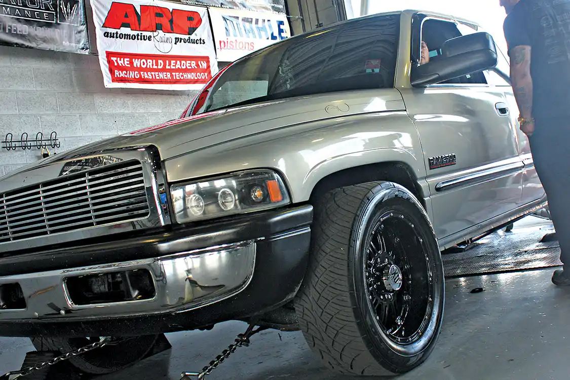 Clint Bray of Clinton, Utah, had this super clean two-wheel drive 2000 Cummins out for the show and managed a strong 455hp pull in the stock turbo class—great numbers for a daily driven 24V with a VP44 pump and stock HX35 turbocharger.