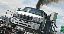 With 952hp on tap, Mike Mikstas’ 2005 GMC Duramax—with a big Turbonetics atmosphere and S472 high pressure compound turbo setup Mikstas fabricated himself—will definitely be a force to be reckoned with, both on the street and at the track, with enough power to pull off high 10-second quarter miles.