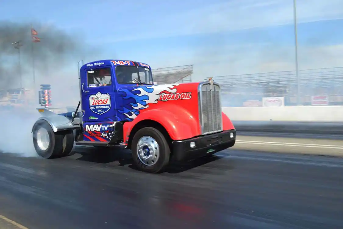 14. For those doubting the power of nitrous, there are vehicles out there like Wayne Talkington's 9,500 pound, 11-second semi that speaks to the success of injecting nitrous into a diesel engine. Wayne uses so much nitrous that he has two fill bottles mounted on the rear of the truck to combat any pressure drops.