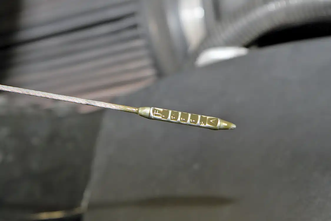 3. The other truck that was brought into the shop sounded horrible and ran even worse, so the Merchant Automotive team believed something was amiss. Their suspicion was confirmed by a simple check of the oil on the dipstick: Something was definitely wrong with the engine.