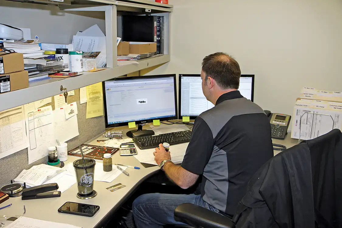 6. Rather than waiting for our samples to arrive via mail, we saved time and hand-delivered both samples to the team at Apex Oil Lab; Jason Rainey labeled and logged each bottle into the Apex system for processing and analysis.