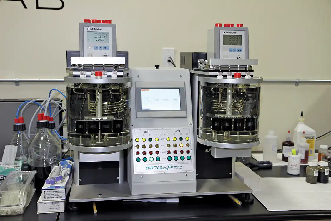 11. The team at Apex can test viscosity at both 40 degrees C (104 F) and 100 degrees C (212 F) to simulate engine-operating temperatures and determine oil flow characteristics at those temperatures.
