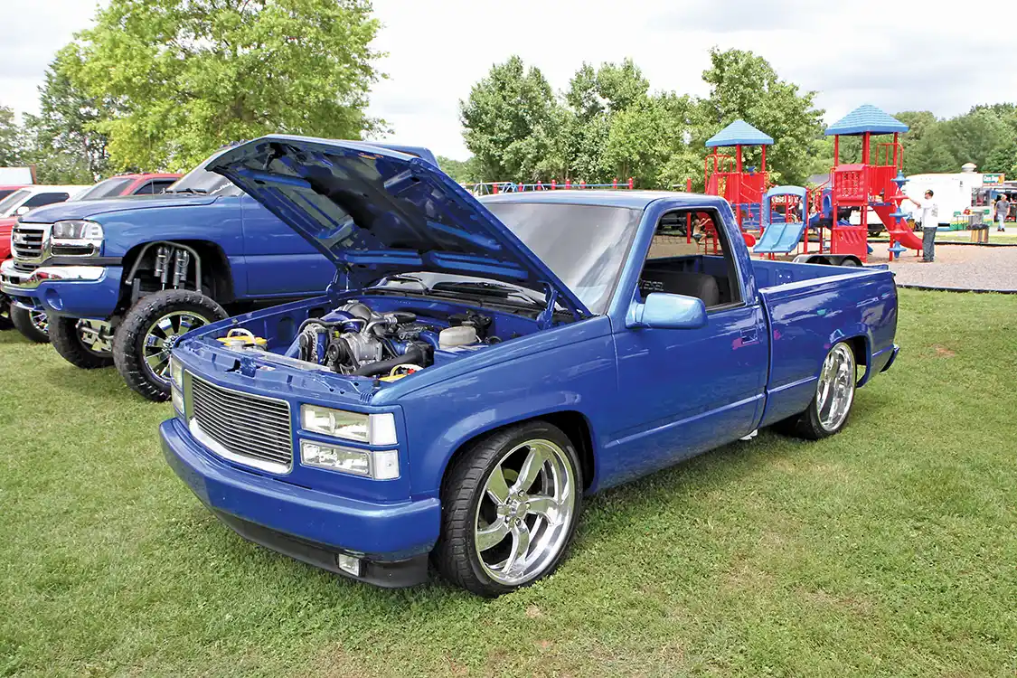 One of our favorites was Jay Byrn’s sweet-looking Chevrolet regular cab 1500 short bed with a Duramax stuffed under the hood and backed by an Allison transmission. The sport truck had great attention to detail and a very clean diesel swap earning it the Best GM award.