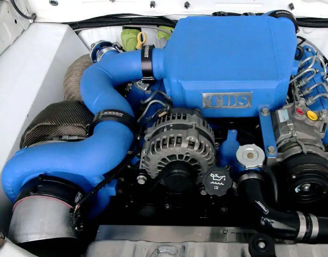 Fitting a traditional air-to-air intercooler in the tiny Colorado would have been tough, so a compact and more efficient water-to-air intercooler was used instead.