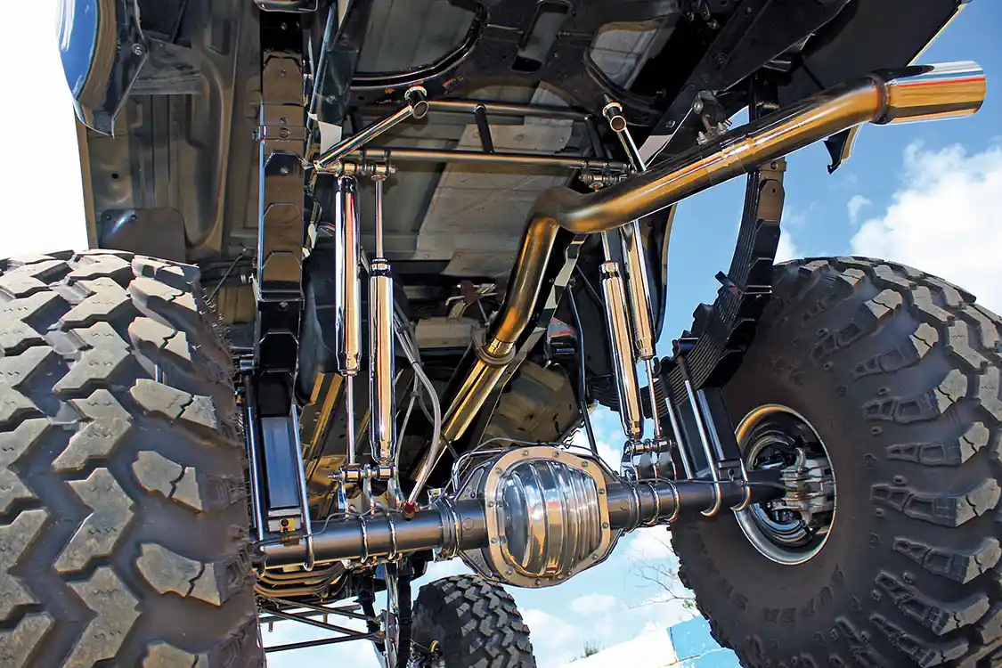 From the rear you can see how clean Pigg keeps his truck and polished stainless steel exhaust system.