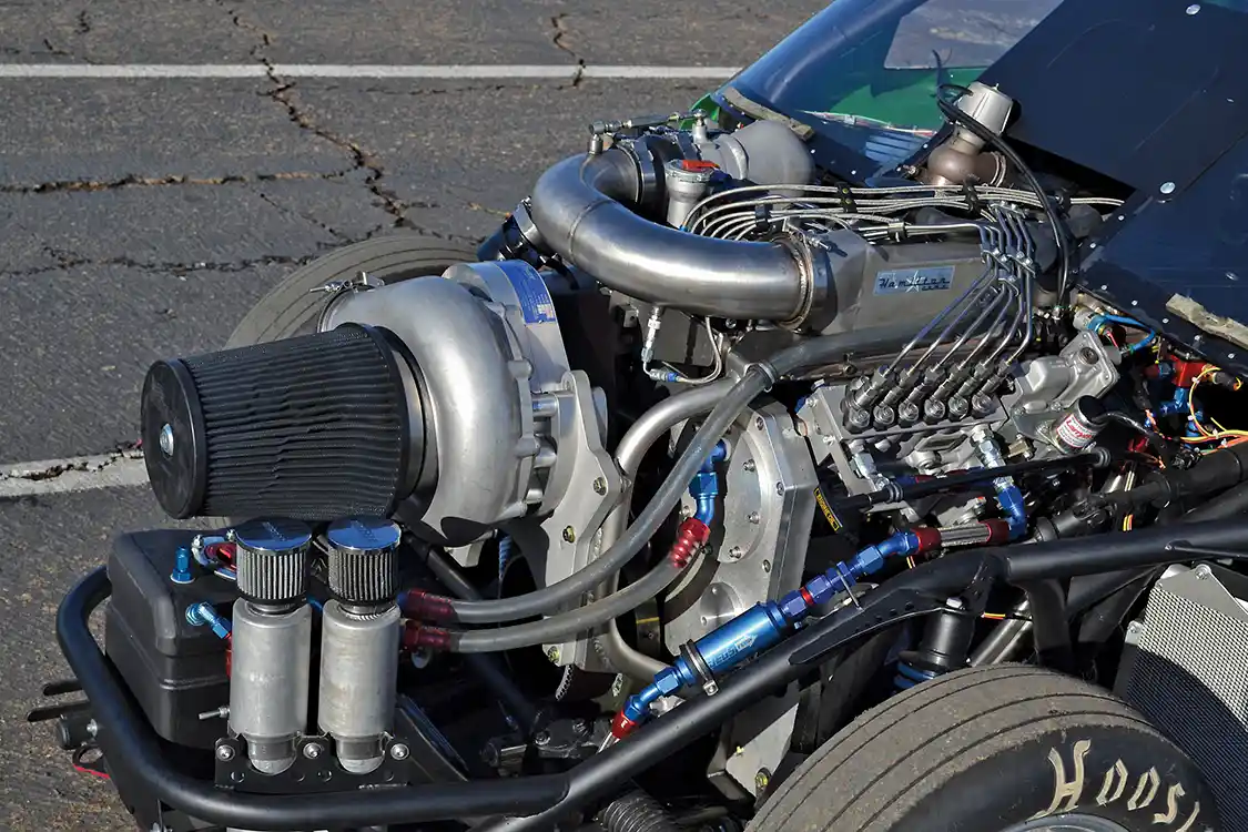 While we're used to seeing 5.9L Cummins engines in drag vehicles, Brad Ponci's creation is unlike anything else we've seen so far. Currently set up to make 800-1,000 rwhp, Brad probably has another 500 hp or more left in the combination once it's turned all the way up.