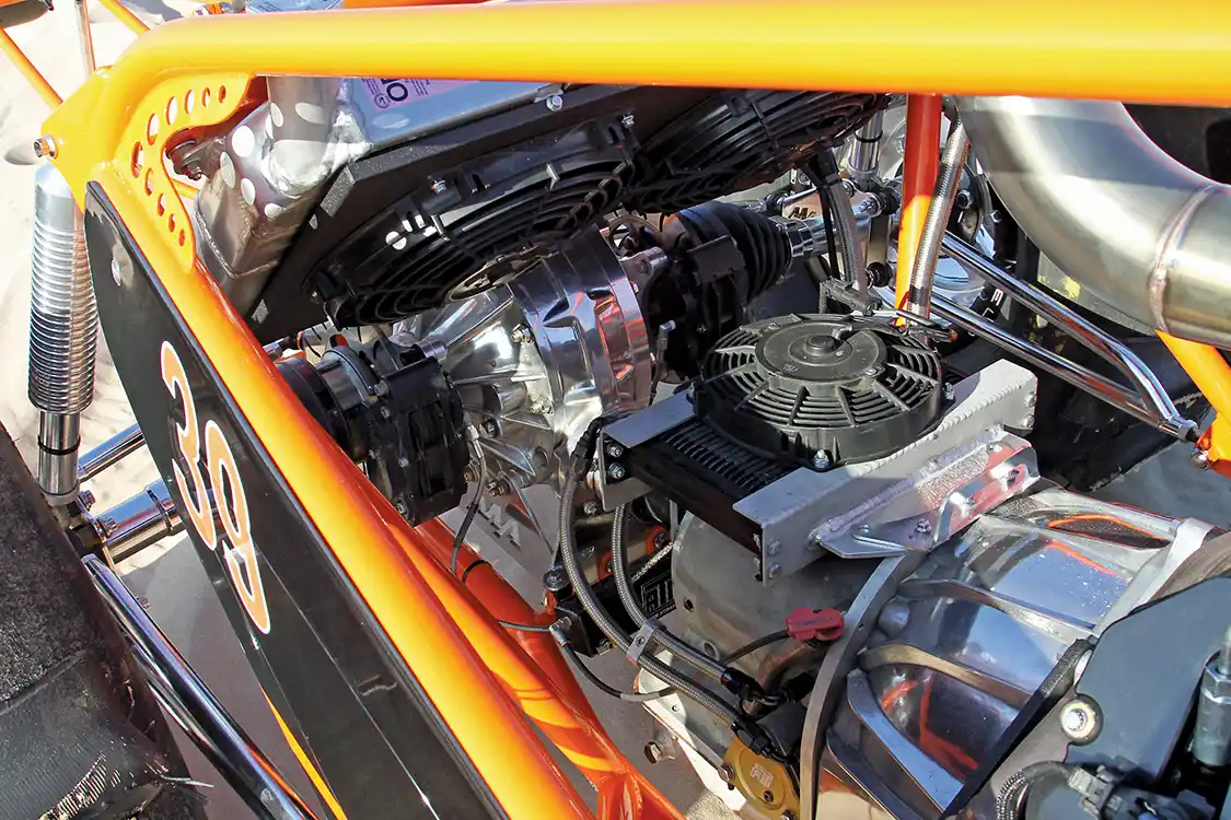 To link the Duramax engine to the quick-change rear axle, the MA Team relies on a well-built Power Glide 2-speed transmission that uses a modified <a href="https://www.allisontransmission.com/">Allison</a> bell housing.