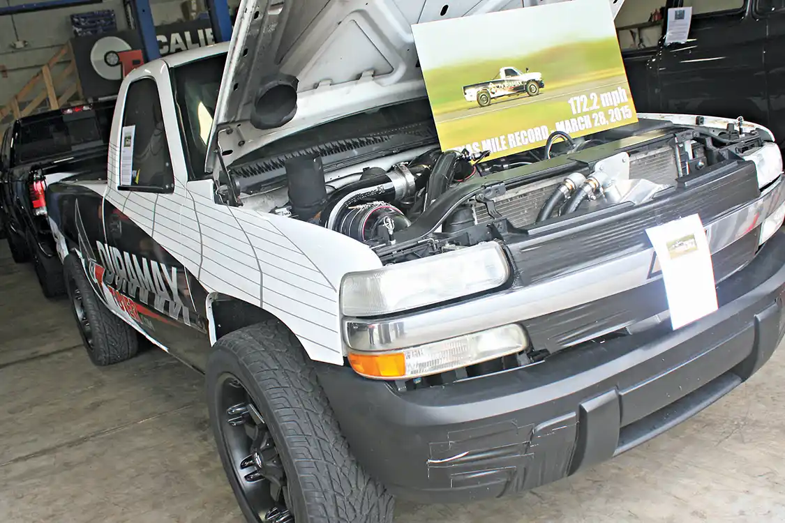 Just a month before the CPS Dyno Day event, the DuramaxTuner crew had this LB7-powered drag truck outfitted with its Corvette killing attire and tried its hand at The Texas Mile. Running over 172 mph, you’re looking at the fastest diesel-powered truck to ever hit the Texas Mile track.