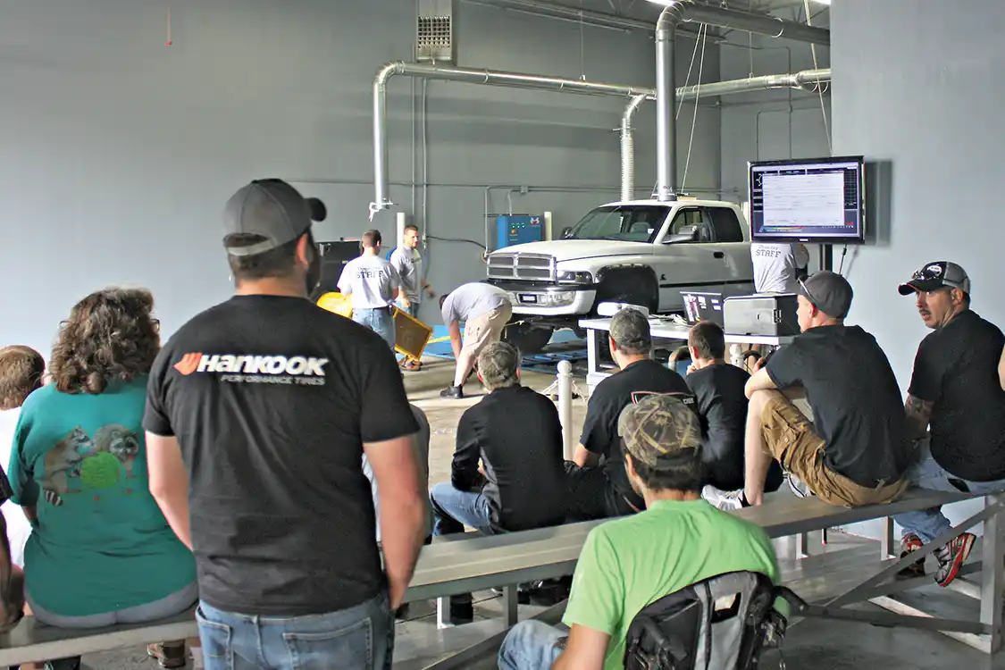 The CPS chassis dyno room is used almost daily for testing new products and creating new tuning for customers all over the country, but for one weekend a year, the doors are opened to the public, and the bleachers are setup to help prove where bragging rights for the highest horsepower truck belong.