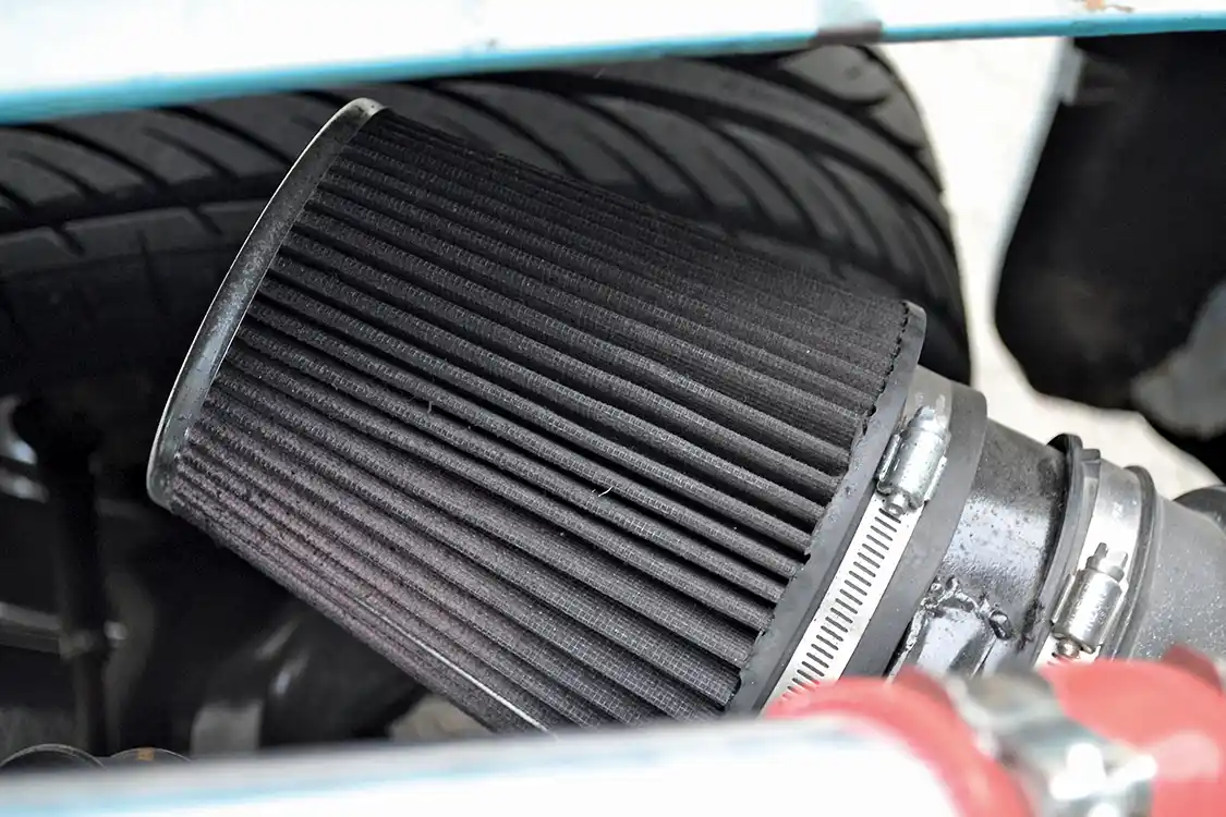 A universal air filter "of some sort" was another used item, which gets the job done as far as airflow into the turbo goes.