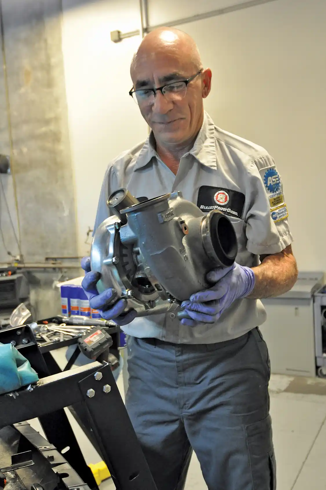 4. In just a few minutes, Wamsley had our Stage-2 turbo from KC Turbo out of the truck.