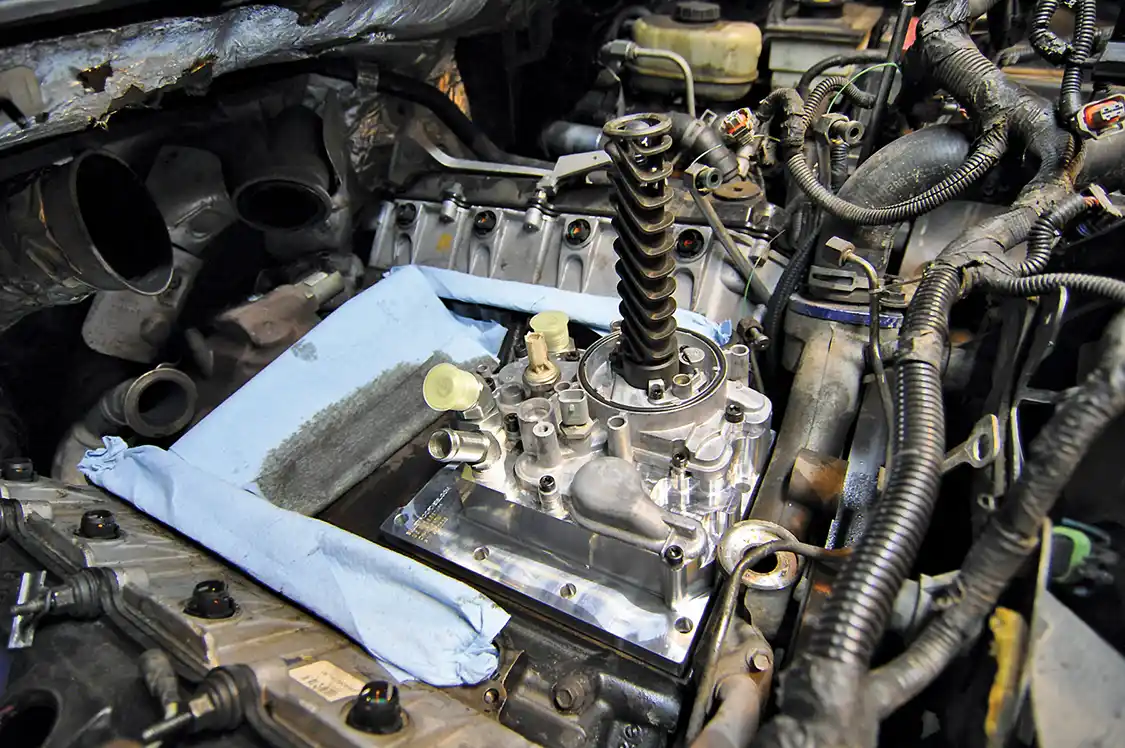 13. The new unit was then bolted back into the factory position in the engine valley.