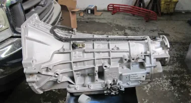 2. The basic transmission will need to be bolted to the transfer case for our 4x4 Ford.