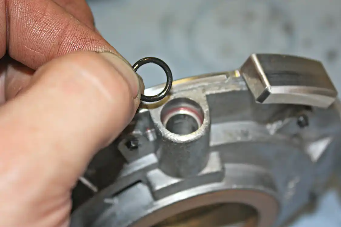 23. The six T-15 Torn bolts can be removed from the pump and the stock housing discarded. The PPE piece can be bolted back in place of the stocker, making sure that both pump gears are left inside the pump. The bolts will be torqued to around 80in-lbs. or about as tight as a screwdriver-type handle will allow. You’ll also want to be sure the O-ring is reinstalled into the pump to seal the pickup tube upon reassembly.