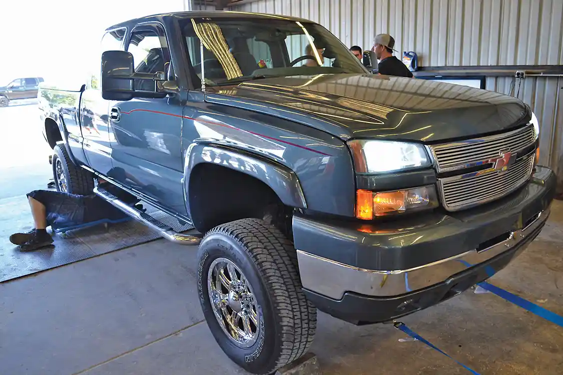 13. Another example of a well-tuned water-methanol system is the twin-nozzle kit on Jerry Allen's '05 Chevy. On the dyno at <a href="https://www.brownsdiesel.com/">Brown's Diesel</a>, a hand-mixed water-methanol mixture of "a little more than 50 percent" was worth nearly 60 rear-wheel horsepower.
