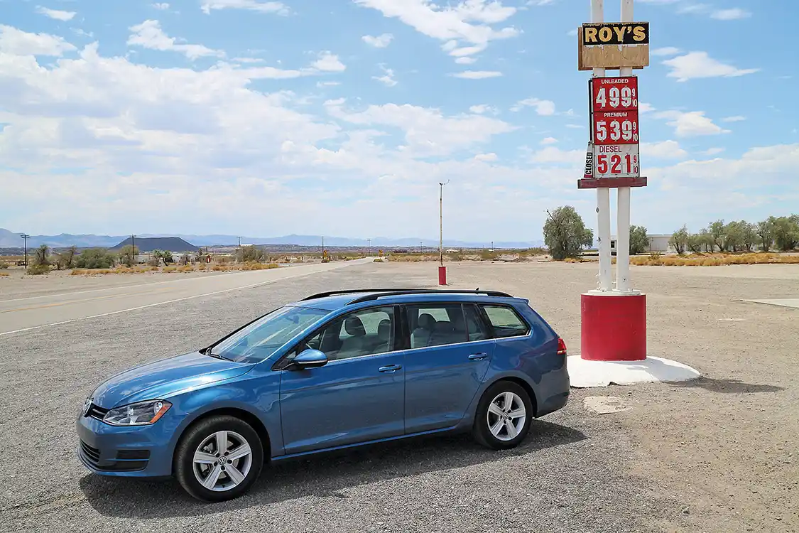 In our travels, testing mileage on desert back roads, we found what might be the most expensive diesel fuel in California. This lone station in the middle of the Mojave Desert is the only game in town…for miles around. However, with the amazing mileage of the TDI engine, we just stopped for a photo!