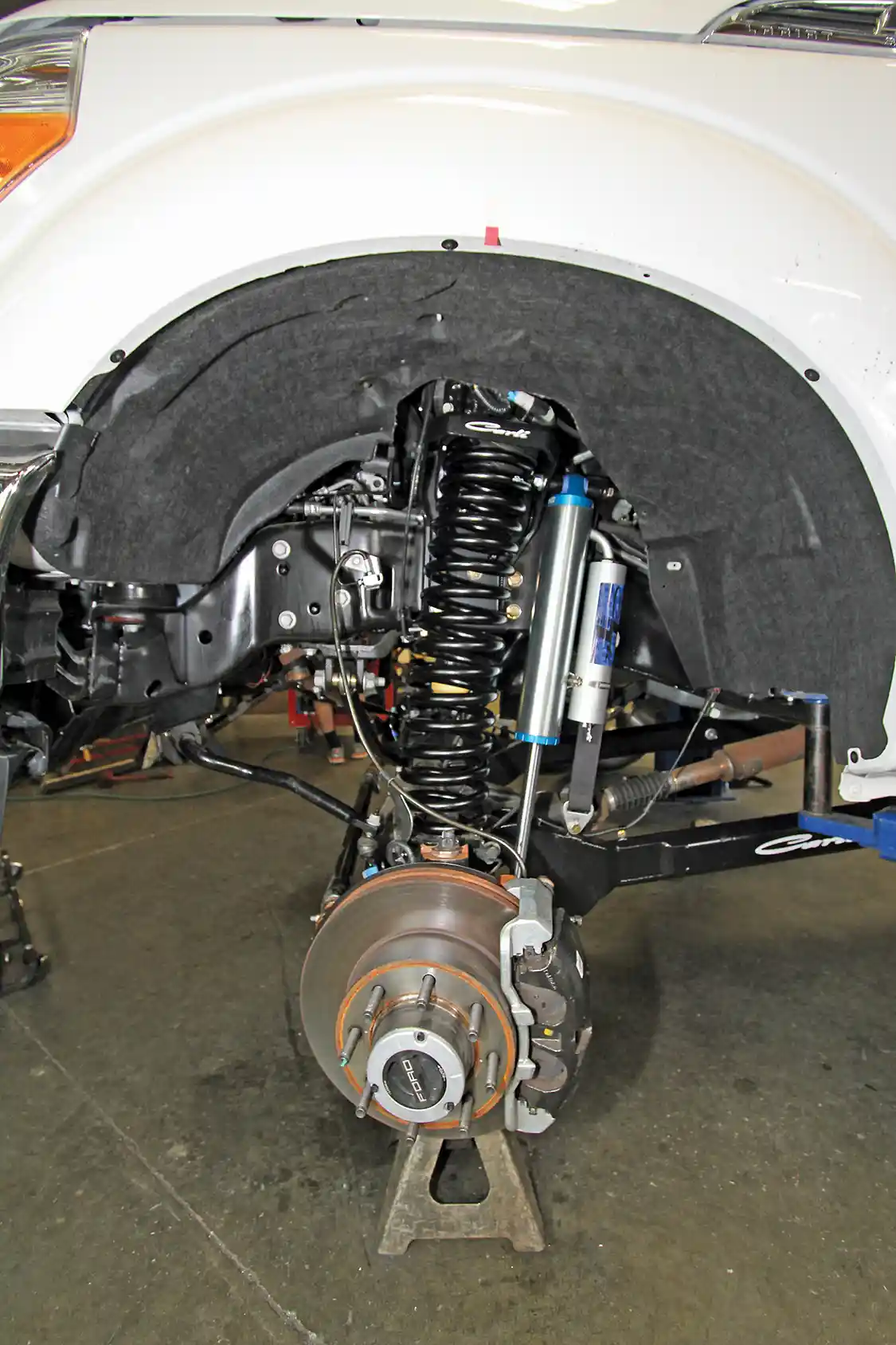 9. Here you see the completed front installation of the Carli 3.0 Dominator kit on our Ford F-250. It’s a clean, rugged and functional system that is far superior to the stock setup for ride quality, height and added travel for rutted roads and trail.