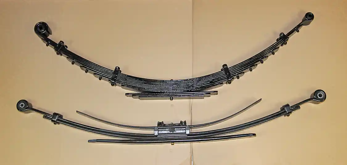 10. Here is a comparison of the OEM rear spring and the new Deaver springs in the Carli Kit. The new rear leaf springs are a multi-leaf design that rides better under virtually all conditions.