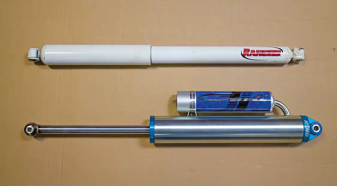 12. As with the front, the stock shocks are replacements with larger and longer coil-over shocks from King. Carli has their shocks custom made to fit each application, after hours of tuning on a wide range of driving surfaces. This ensures the best ride possible.