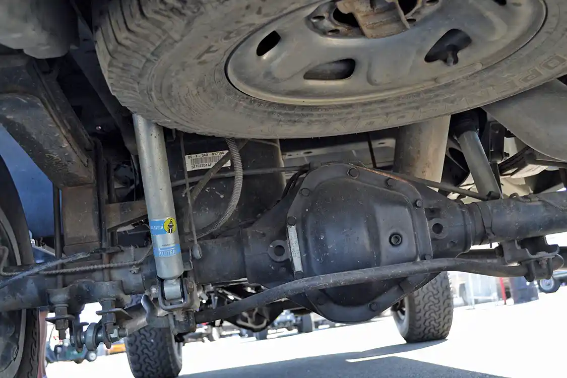 A set of 3.73 gears help keep the Dodge in its powerband at the track, yet keep cruising rpm at a reasonable level. <a href="https://www.bilstein.com/us/en/">Bilstein</a> shocks help with dampening on both the track and the street.