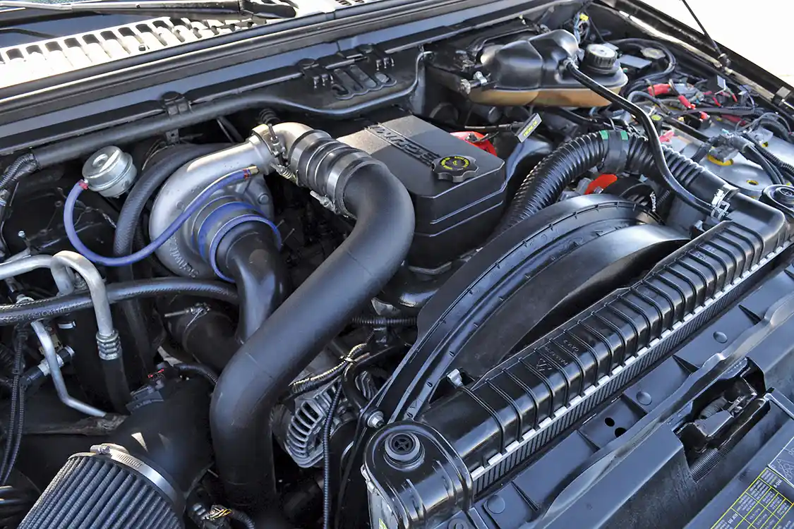 The 6.7L Cummins is a definite upgrade from the factory 6.0L <a href="https://www.powerstrokediesel.com/">Power Stroke</a> diesel. Capable of more than 1,000 horsepower, the engine is turned down to 770 hp for regular street use. The conversion over to the Cummins was performed at <a href="https://www.destroked.com/">Destroked</a> and retains much of the factory heat, air conditioning, and cooling systems.