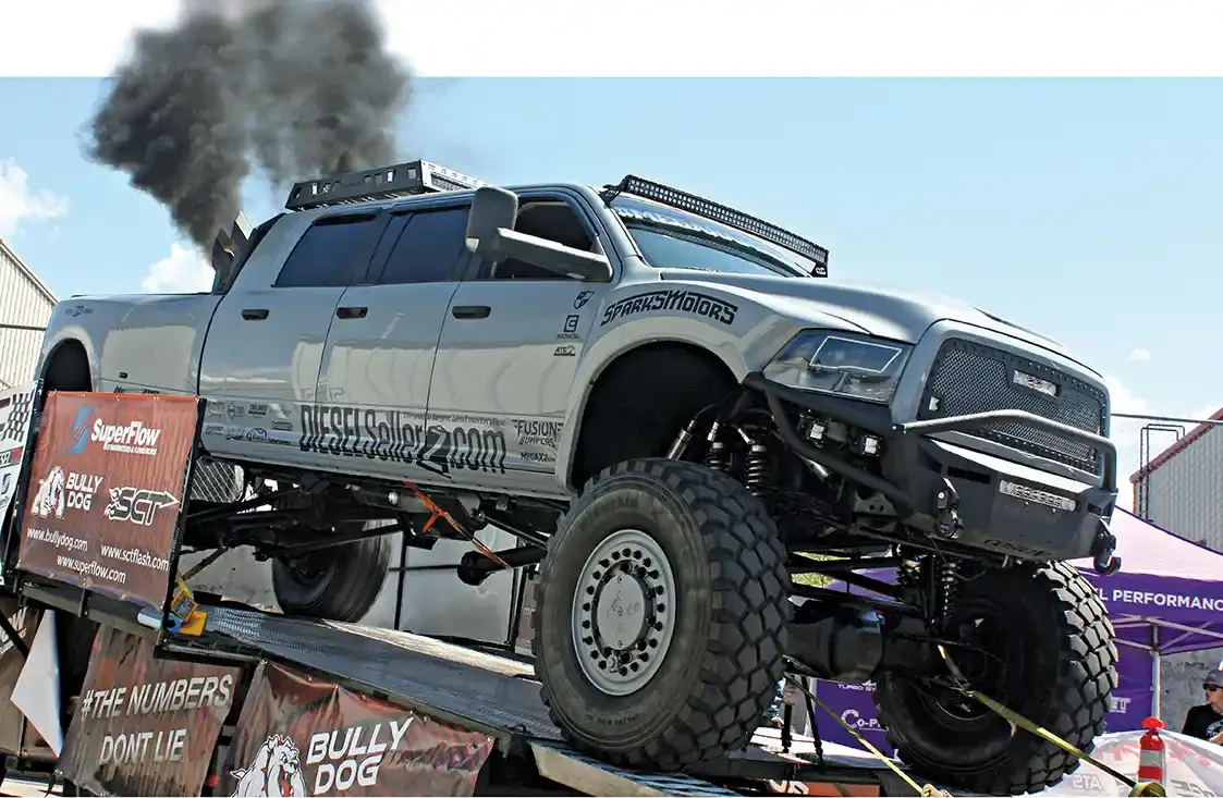 Diesel Sellerz revealed their monstrous 6-door Mega <a href="https://www.ramtrucks.com/">Ram</a>-Runner project truck. Even with all that rolling resistance and what seemed like a 20-ft long driveshaft, the 6.7L Cummins managed to squeeze out nearly 600 hp.