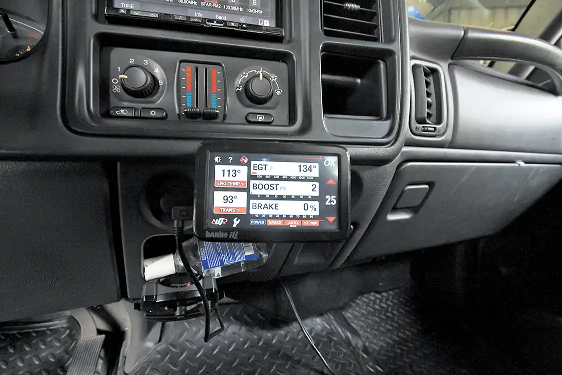 18. Using the Banks iQ tuner, we can now control the SpeedBrake and the engine tuning settings on our Duramax with a few pokes of a button. How’s that for integration?