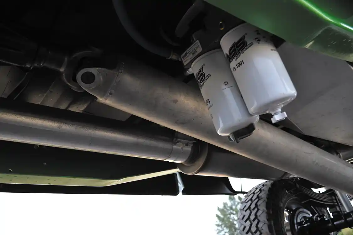 Much of the TIG welding on the truck was performed by <a href="https://www.facebook.com/ThreeSixNine-Custom-Fabrication-230875916980922/">ThreeSixNine Custom Fabrication</a> out of Bend, Oregon, including the custom 18-gallon fuel tank, which feeds a 150-gph <a href="https://fassride.com/">FASS</a> lift pump.