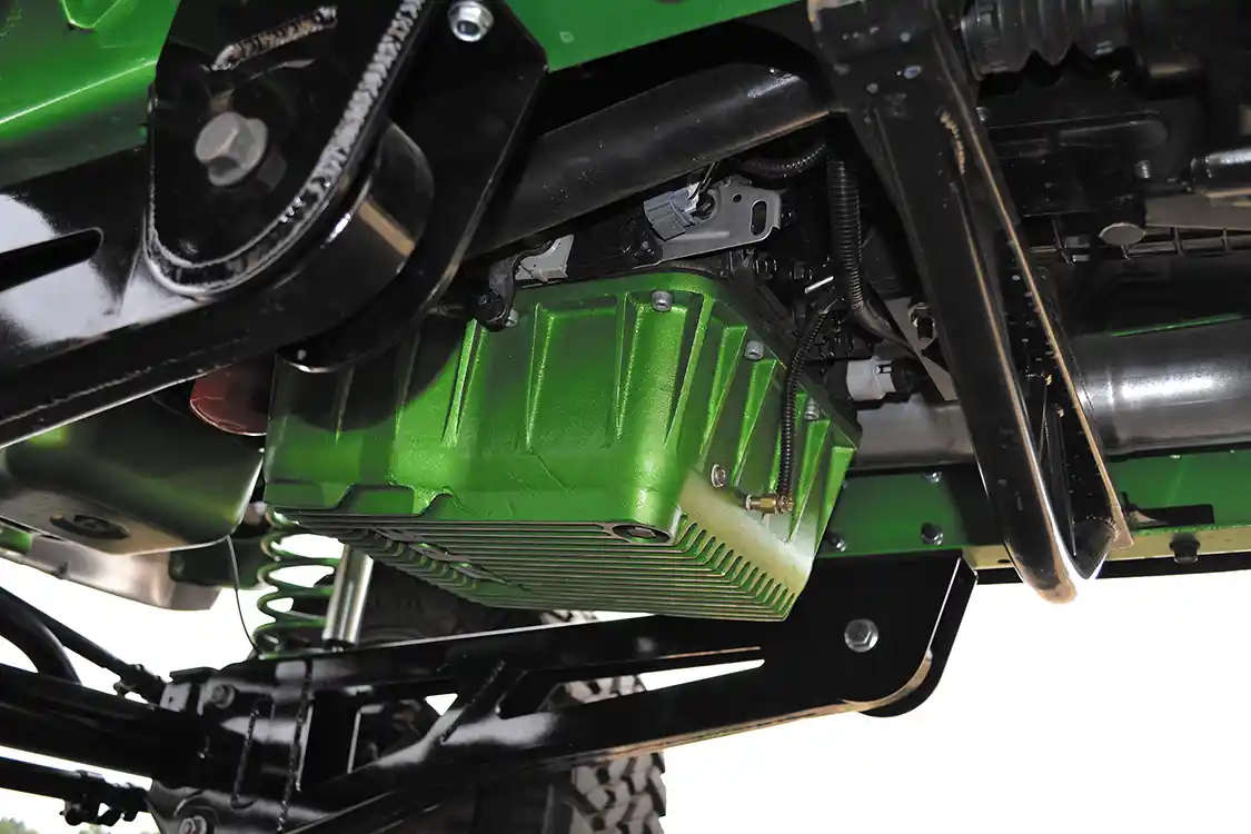 The PPE pan on the Allison 1000 hides an ATS Stage 4 transmission and triple disc torque converter. The Destroked-controlled transmission has no issues with anything the Cummins can throw at it.