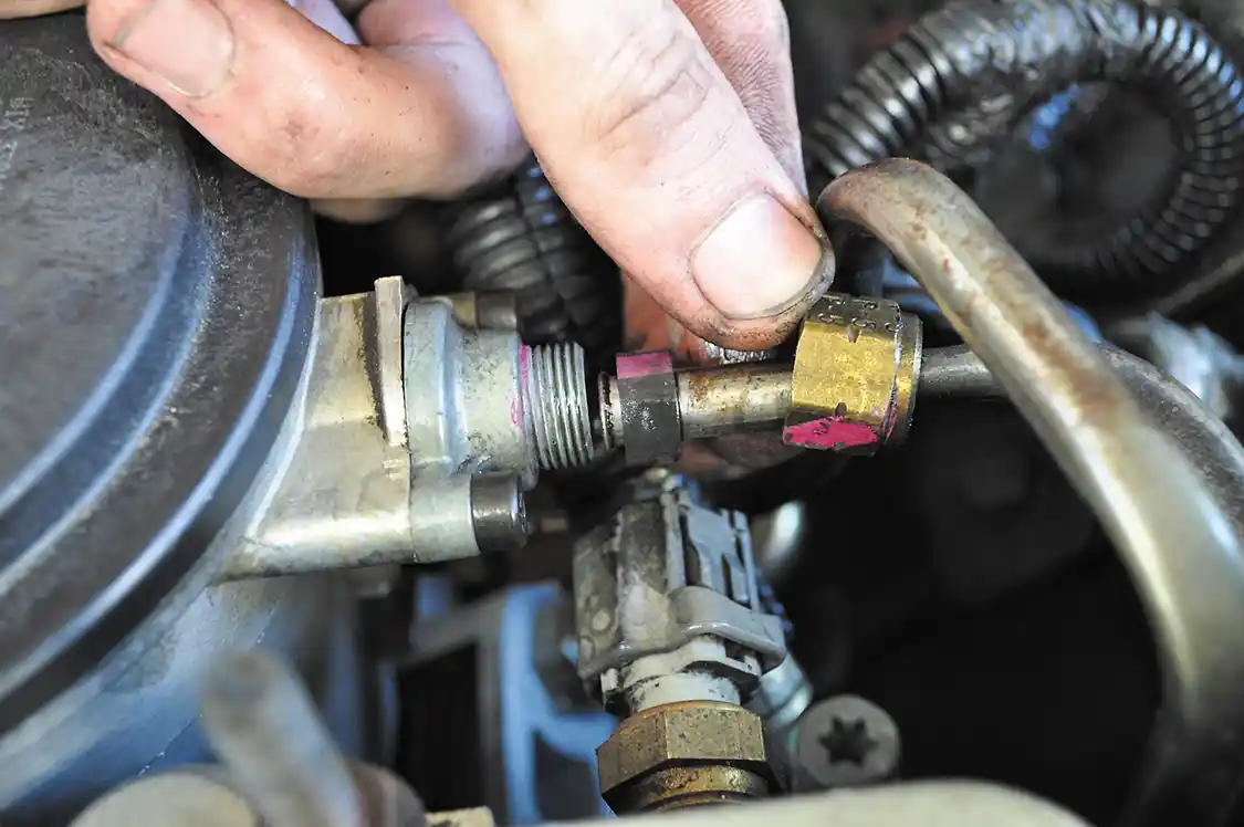 14. Before reinstalling all oil and fuel lines, we replaced their gaskets with new ones that we picked up from DieselSite.